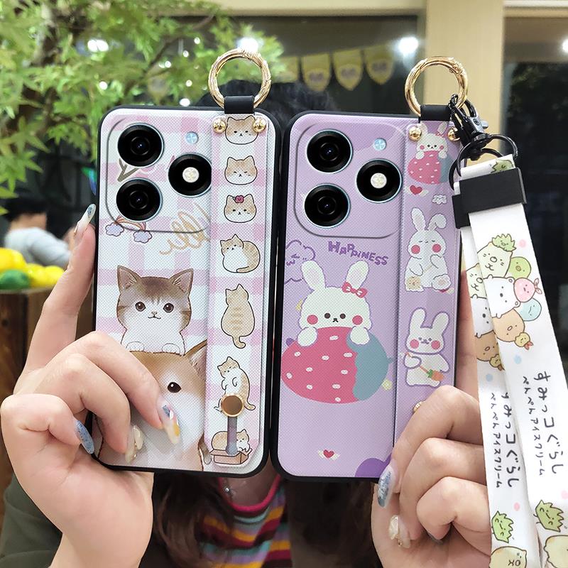 Dirt-resistant Fashion Design Phone Case For Tecno Spark20/KJ5 Shockproof Anti-knock Durable Waterproof Ring Lanyard