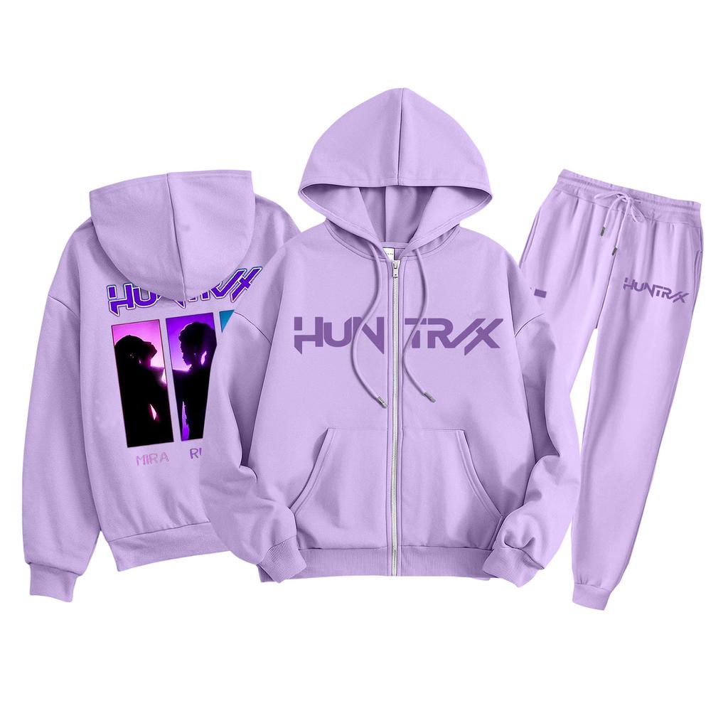 Детская мода Толстовка с капюшоном на молнии с длинными рукавами и спортивные штаны Однотонный комплект толстовки с карманами