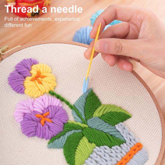 Набор для вышивания своими руками Ткань для вышивки Шерсть Пряжа Игла Пяльцы Набор Цветочный узор