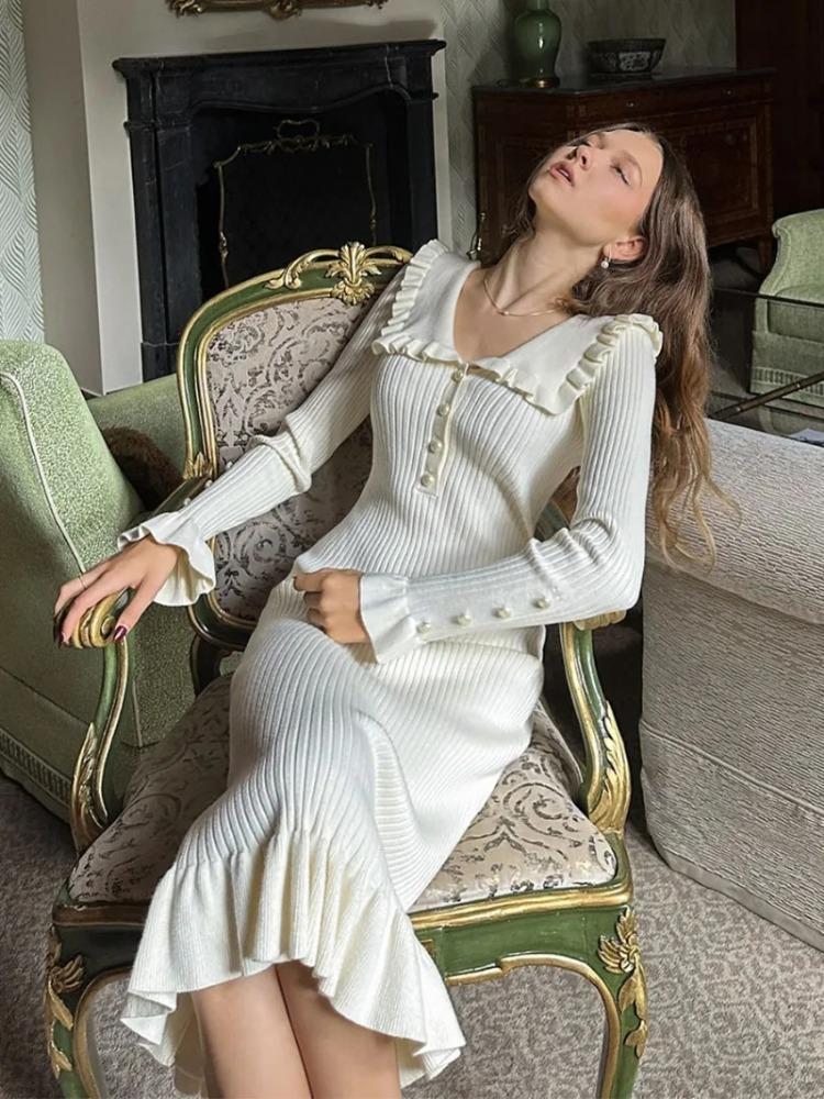 Платья макси с высокой талией и оборками для женщин, трикотажное облегающее длинное платье, женское винтажное платье, женское ретро, элегантное