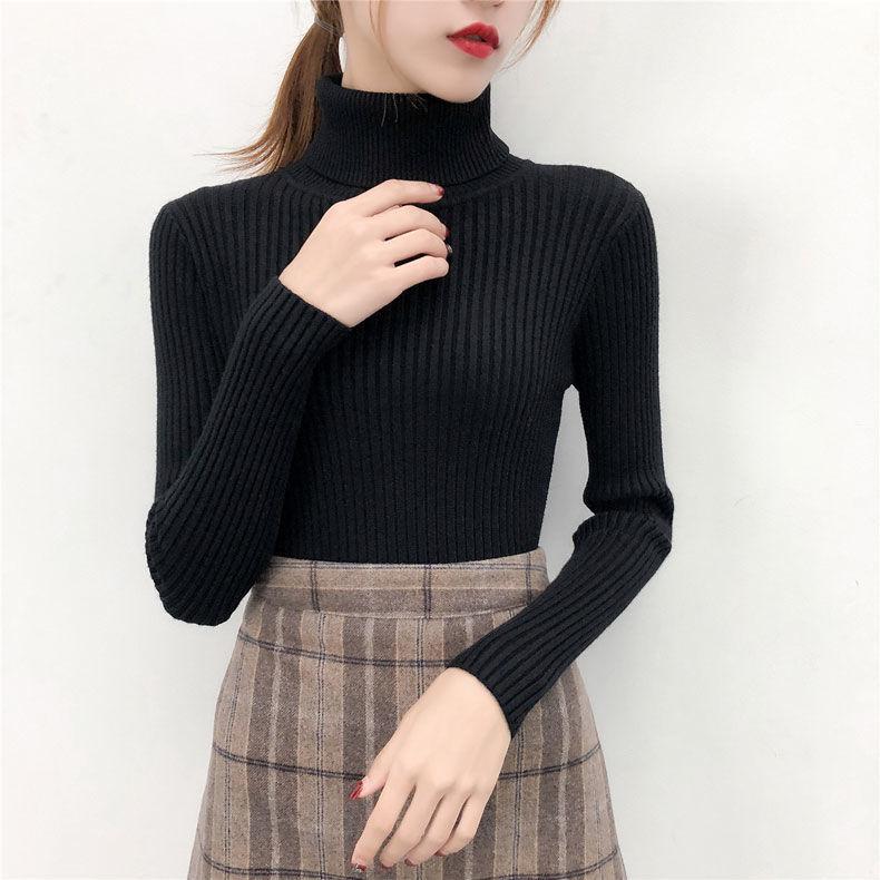 Turtleneck Sweater Bottoming Women's Thickened Sweater Autumn And Winter Long-sleeved Solid Color Pullover Top