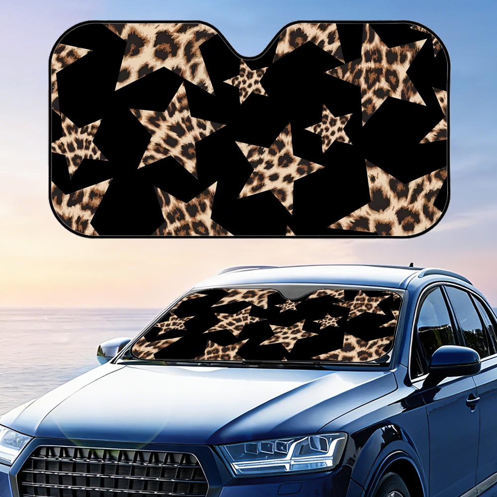 Leopard Print Sun Visor Reusable Aluminum Foil UV Protector Heat Three-layer Insulation Windshield Sunshades