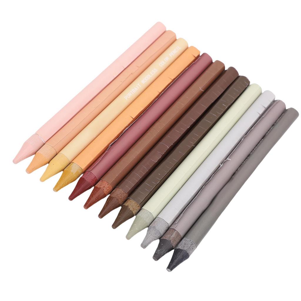 12Pcs Woodless Pencils Colored Pencil Set 12 Colors Adult Student Painting Supplies Portrait Color