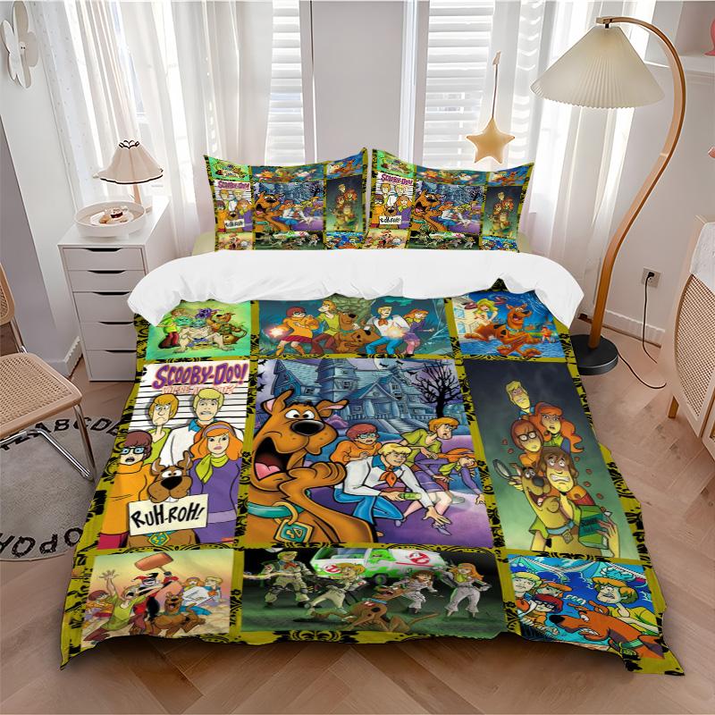Scoobydoo Mystery Night Print 3Pcs Bedding Setduvet Cover With 2 Bedropillowcase Home Birthday Gift