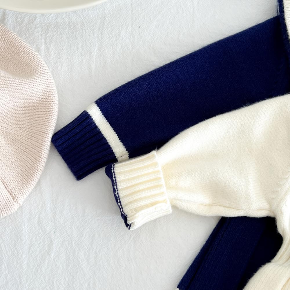 Jaydyequ Casual Perfect for Shrine and Navy Size 110cm Girls' Spring/Autumn/Winter Dress, Knitwear, Sailor-Style Dress, Weddings, Visits, Recitals,