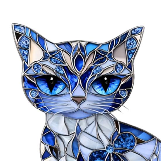 Cat Acrylic Sun Catcher Window Hanging Ornament Blue Cat Sun Catcher with Chain Wall Art Decor Gift for Friends And Family