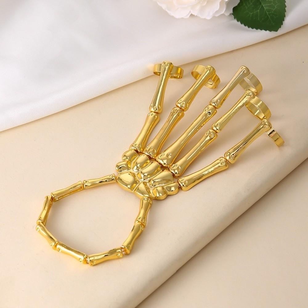 Adjustable Skull Bone Bracelet Retro Texture Halloween Hand Chain Gothic Finger Bangle  Cosplay