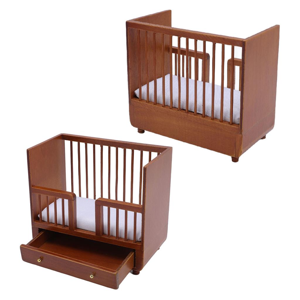 1:Мебель для кукольного домика в масштабе 1:12, кроватка из березового дерева, кукольное украшение, детализированная реалистичная миниатюра