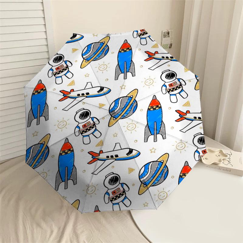 1PC space astronaut Umbrella-8-Rib Reinforced, Automatic Open, Lightweight & Durable, Fashion Accessory for Outdoor-L0334