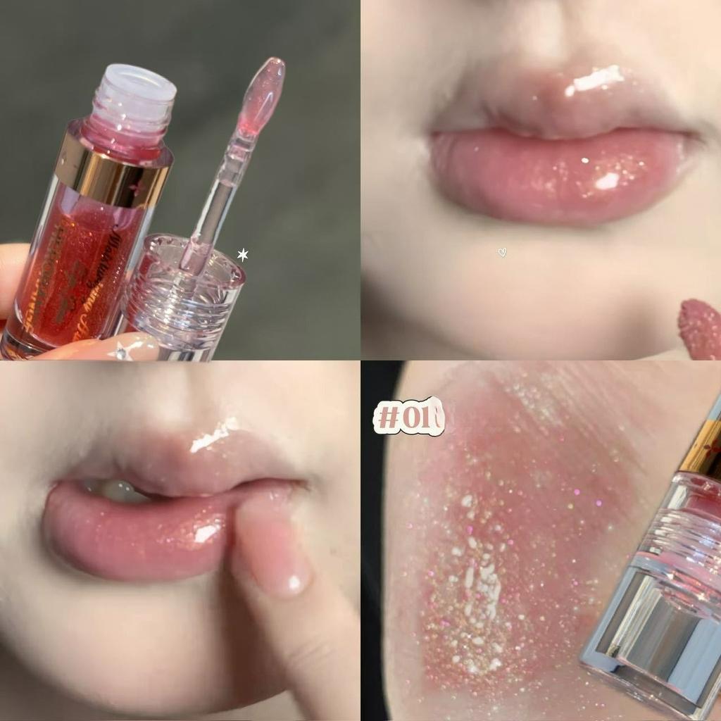 Graceful Sheer Lip Gloss Moisturizing Hydrating Non-sticky Fine Diamond Shimmer Lip Glaze Overlay Brightening Daily Lip Makeup