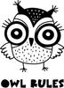 Printtoo Scrap-booking Owl Rules Text & Baby Owl Pattern Square Wooden Rubber Stamp-2 x 2