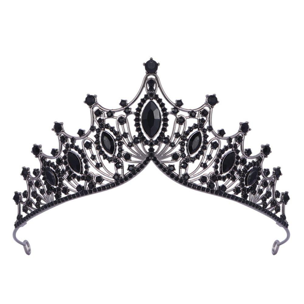 Metal Baroque Crown Shiny Rhinestone Crown Trendy Princess Tiara  Dress Accessories