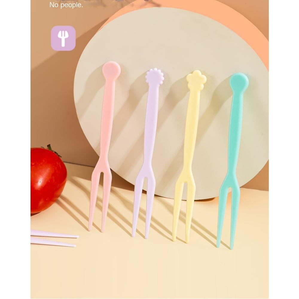 New Fruit Fork Set Disposable Plastic Two Toothed Household Cake and Dessert Fork
