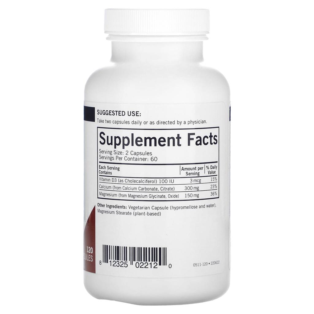 Kirkman Labs Calcium and Magnesium, Vitamin D, 120 Capsules