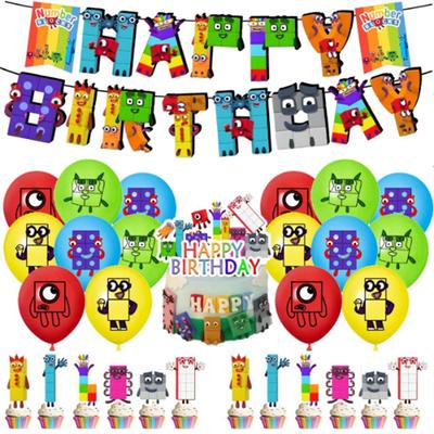 30 шт. принадлежностей для вечеринки Numberblocks, включая баннер, топперы для торта, воздушные шары