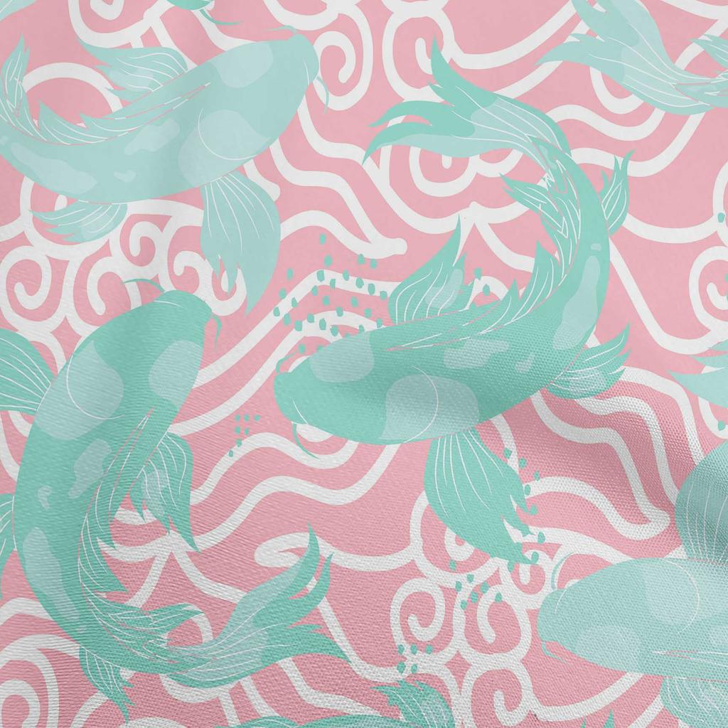 oneOone Cotton Flex Grayish Purple Fabric Asian Japanese Koifish Sewing Material Print Fabric By The Yard 40 Inch