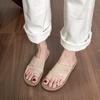 Weiwei Girl 722-1 Leather Toe Slippers Women's Summer Wear Flat Bottom with Skirt Beach Cool Slippers
