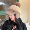 Теплая кепка с козырьком, шапка-бини с защитой ушей, модная зимняя шапка, женская