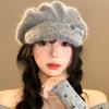 Женская винтажная вязаная беретка Теплая мягкая шляпа художника Большой размер Универсальная