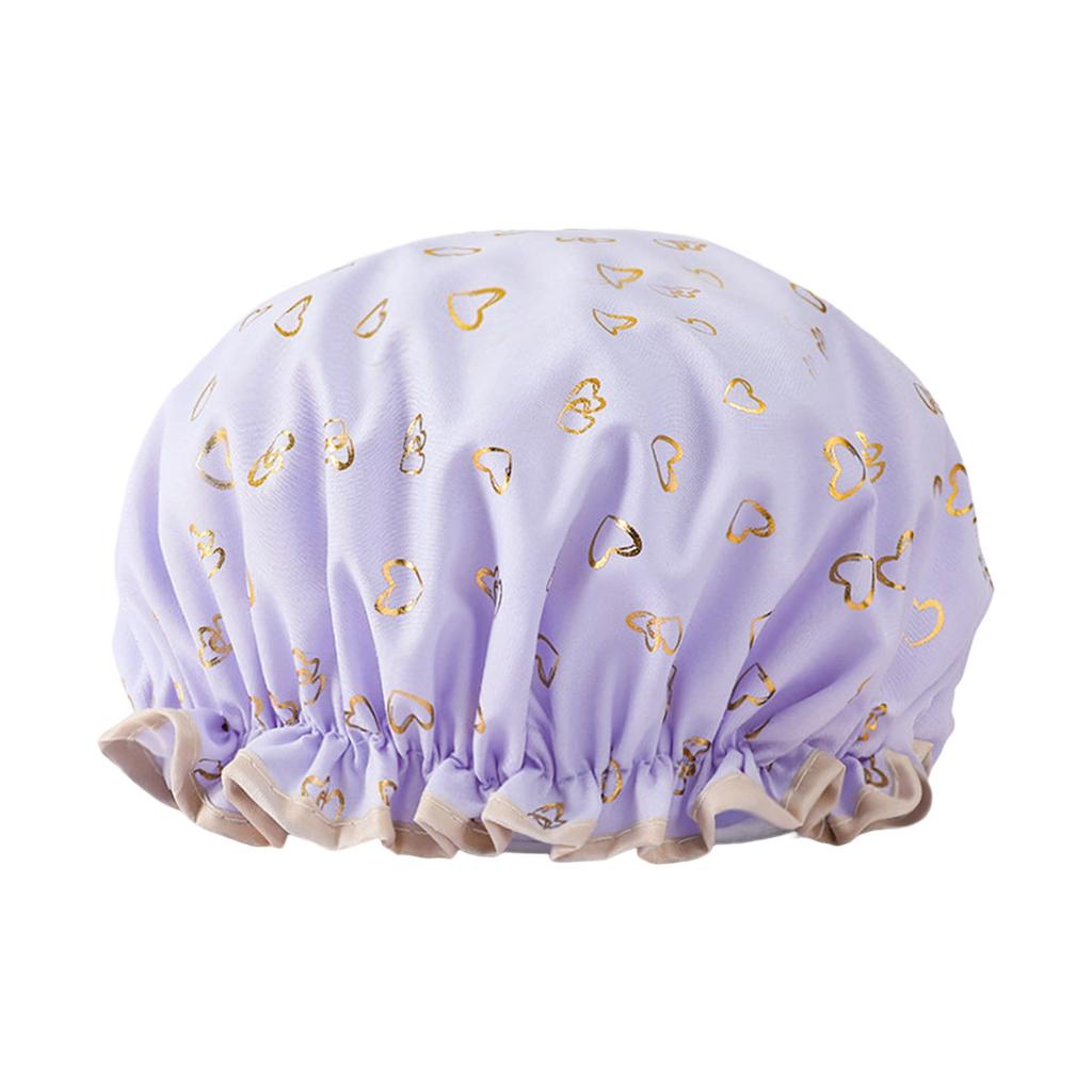 Двойная шапочка для душа Водонепроницаемая шапочка для волос Горячая золотая напечатанная териленовая хлопковая шапочка для душа для купания женщин