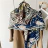 130*130cm 30% Silk +70% Wool Scarf Retro Vintage Luxurious Soft Shawl Large Warm Winter Wrap for Women