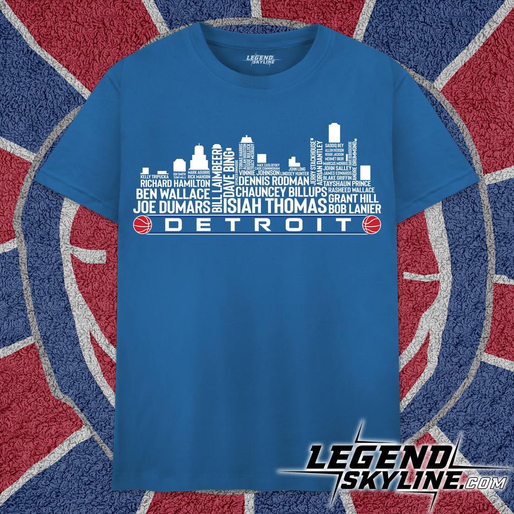 Detroit Basketball Greatest Of All Time Team Legends, Detroit City Skyline Shirt and kids tshirt