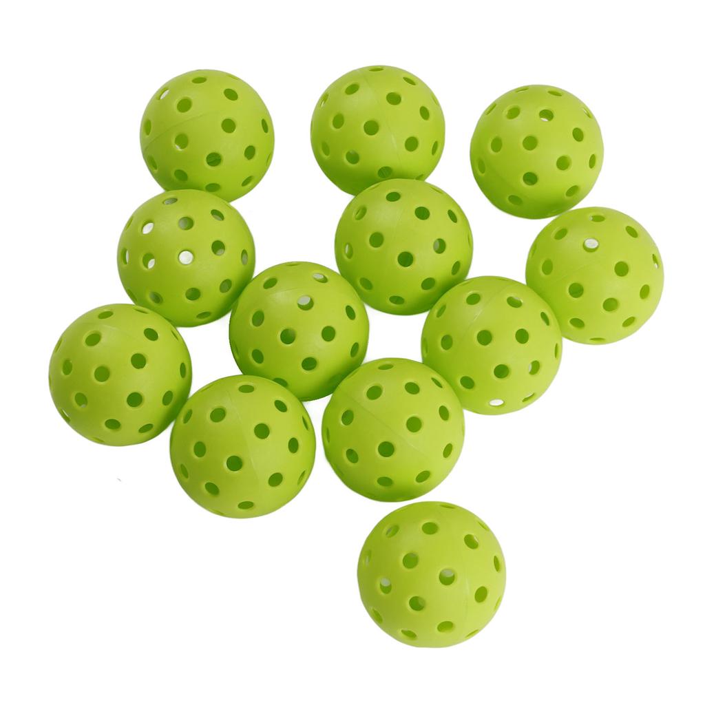 12 шт 74 мм 40 отверстий Pickleballs PE Пластиковые высокоэластичные Pickleball Outdoor Hole Balls Зеленый