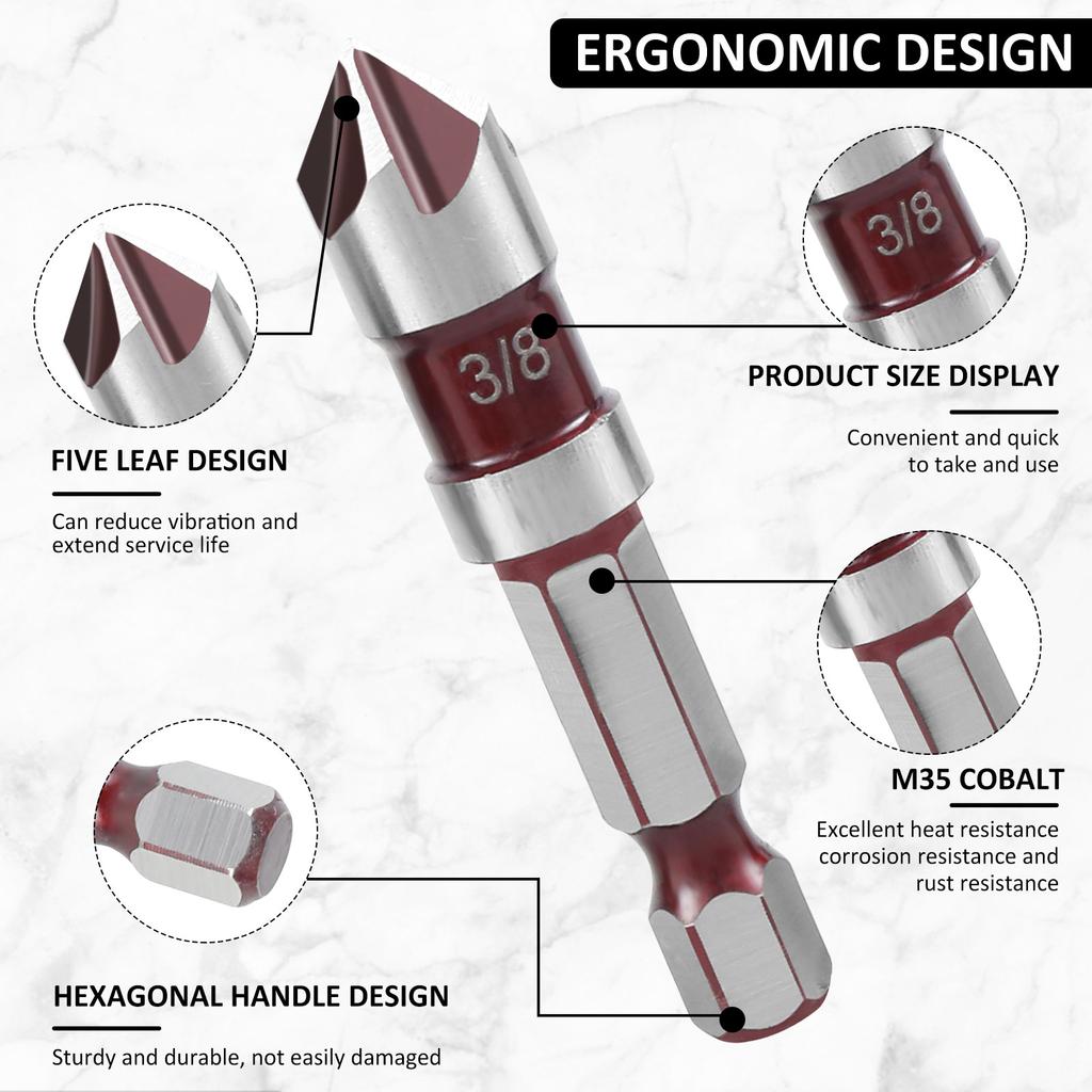 Набор из 5 шт. кобальтовых сверл M35 Precsie с шестигранным хвостовиком, зенковочное сверло, набор с углом 82°, многофункциональное кобальтовое зенковочное сверло M35