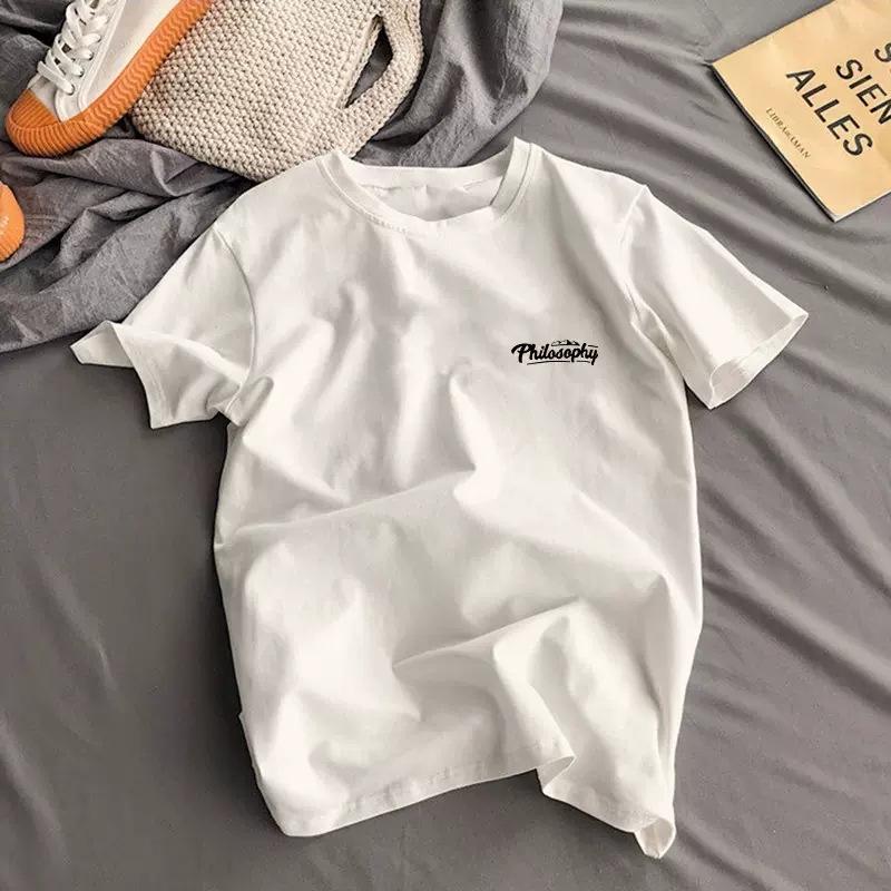 Short-Sleeved T-shirt Men's and Women's Cotton Ins Trendy Summer Versatile Round Neck Loose T-shirt Couple Wear Half Sleeve Print Top