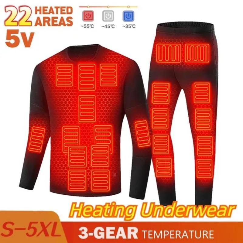 22 зоны обогрева, зимний комплект нижнего белья с электрическим подогревом, мотоциклетная куртка, куртка с USB-нагревом, мужская и женская термоодежда, S-5XL