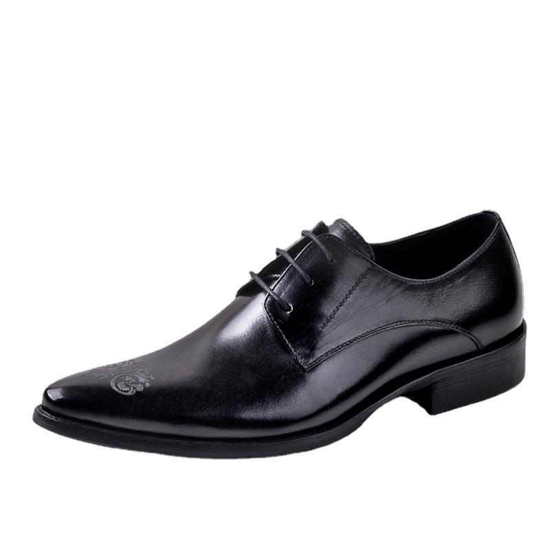 British Style First Layer Cowhide Leather Business Dress Shoes for Men Breathable Casual Work Formal Leather Footwear
