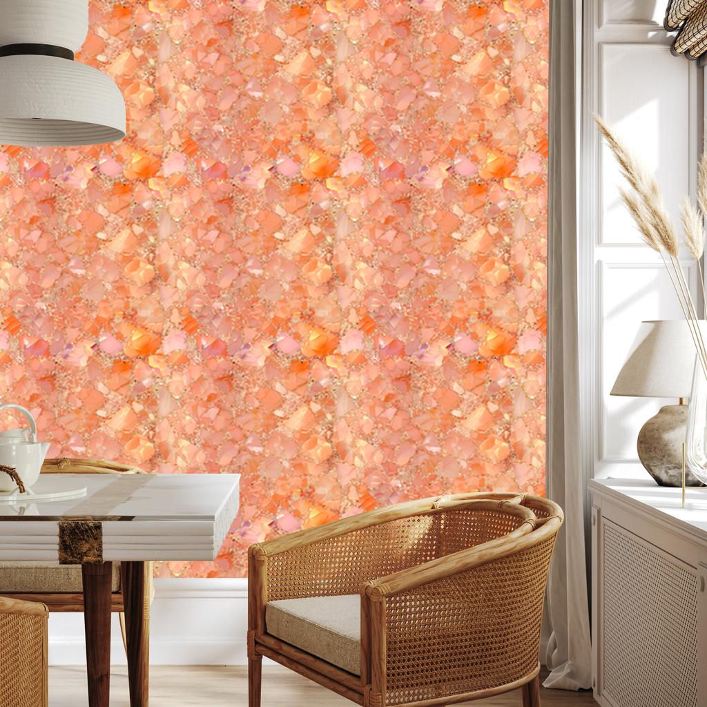 Peach, coral, cream and gold ink wallpaper 50x1000