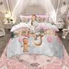 Homewish Girls Merry Christmas Duvet Cover Set, Lovely Gingerbread Bedding Set, Cartoon Xmas Tree Bedroom Set, Room Decor