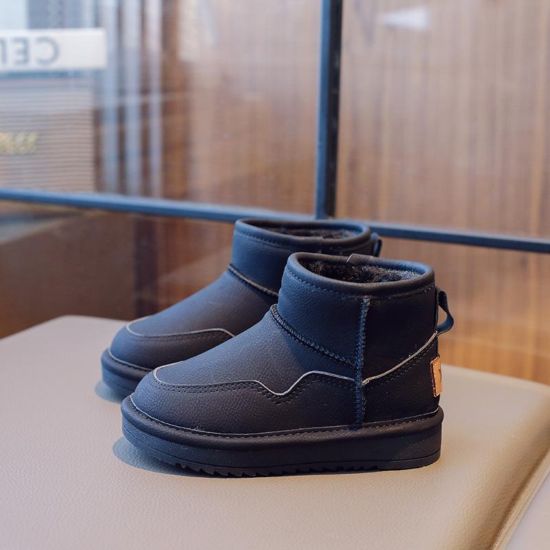 Детские зимние ботинки, однотонные, теплые, для девочек, зимние ботинки, модные, повседневные, плюшевые, детские, универсальные, из хлопка, нескользящие, дышащие
