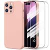Silicone Case + 2 Tempered Glasses for iPhone 16 Pro - Ultra Slim Flexible Protection Pink