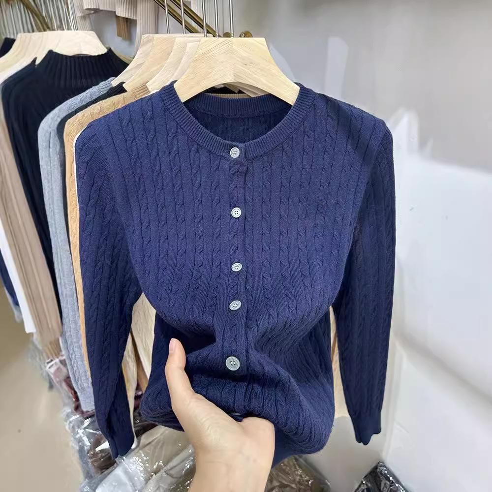 Вязаный кардиган с вышивкой в виде пони в стиле «старые деньги» для женщин, осень, зима, ранняя весна, винтажный красный белый свитер с круглым вырезом, куртка