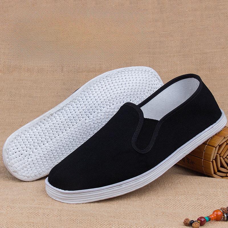Черная многослойная хлопковая подошва Manual Shaolin Monk Wushu Training Shoes Tai Chi Martial Arts Cloth Shoes Kung Fu Sports Sneakers