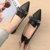 New Style Pointed Toe Flat Single Shoes Female Retro Bow Slip On Small Leather Shoes Large Size Women's Shoes