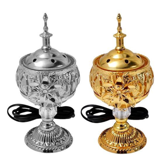 Электрическая курильница для благовоний Металлическая в арабском стиле Держатель для конусов благовоний Ближневосточный декоративный