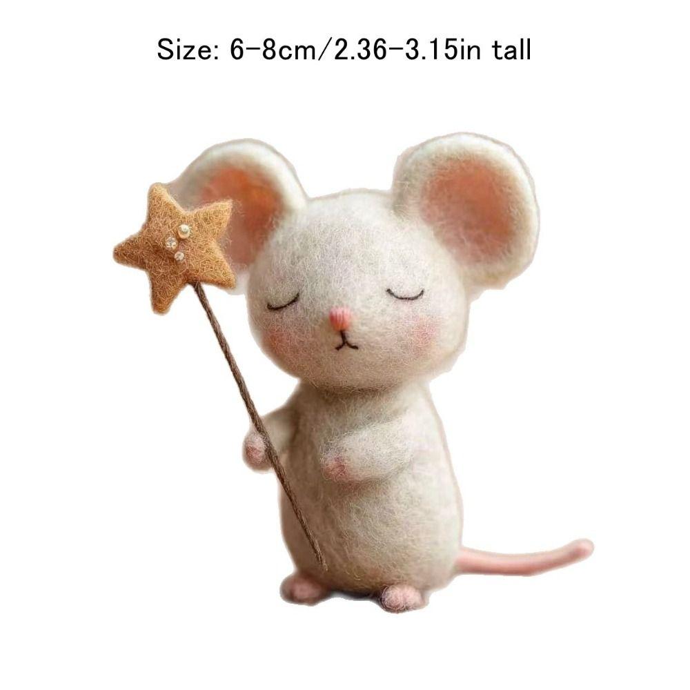 Craft Needle Felting Supply Starry Night Felt Mice Cute Mouse Figurine Gifts Mouse Collectible Handmade