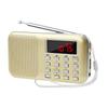 LEFON Rechargeable Multi-Function AMFM Pocket Radio with USB and microSD Card Support, MP3 Player, LED Light, and Portable Radio (Gold)