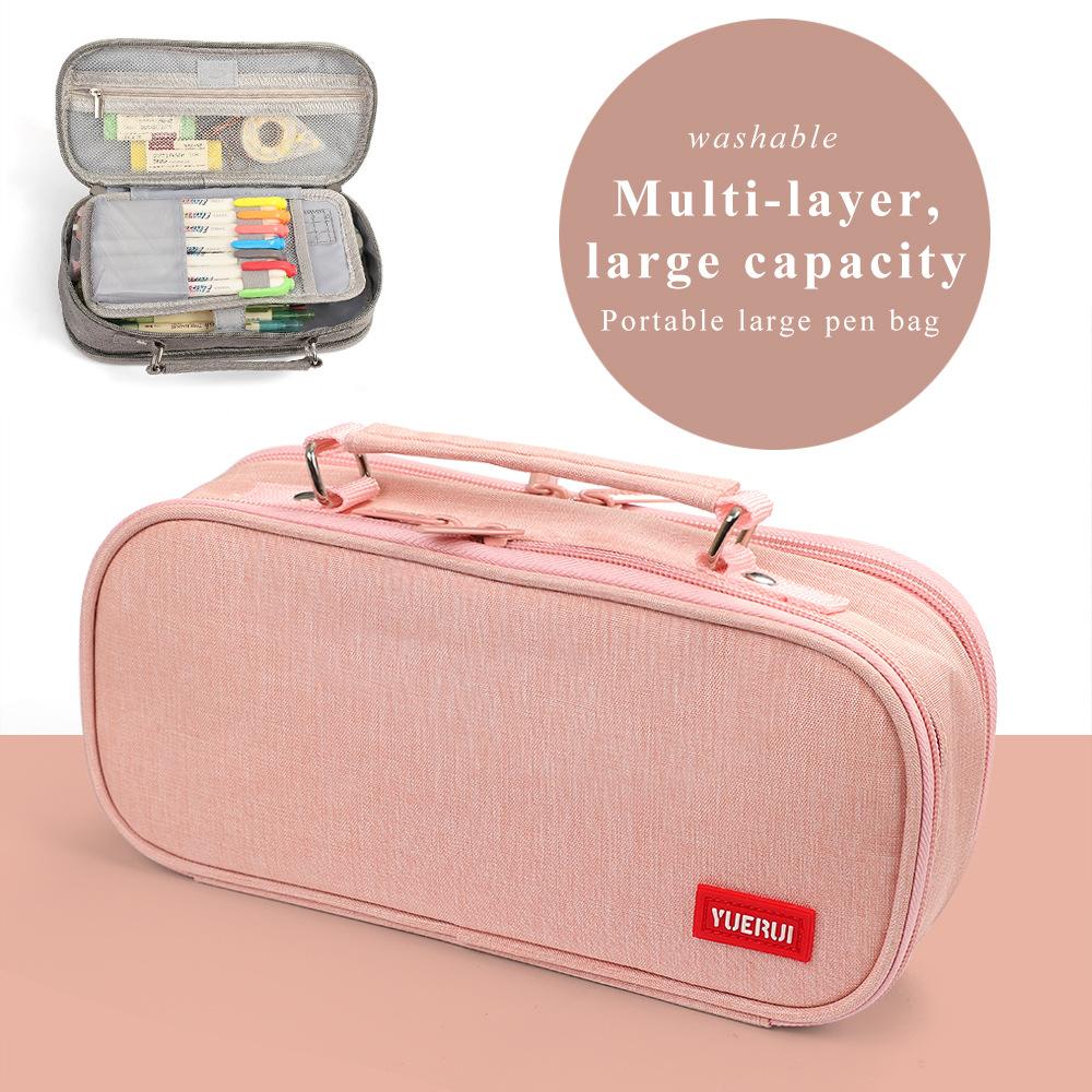 Многослойный холщовый пенал большой вместимости для студентов, простой и многофункциональный пенал, ручной органайзер для канцелярских принадлежностей