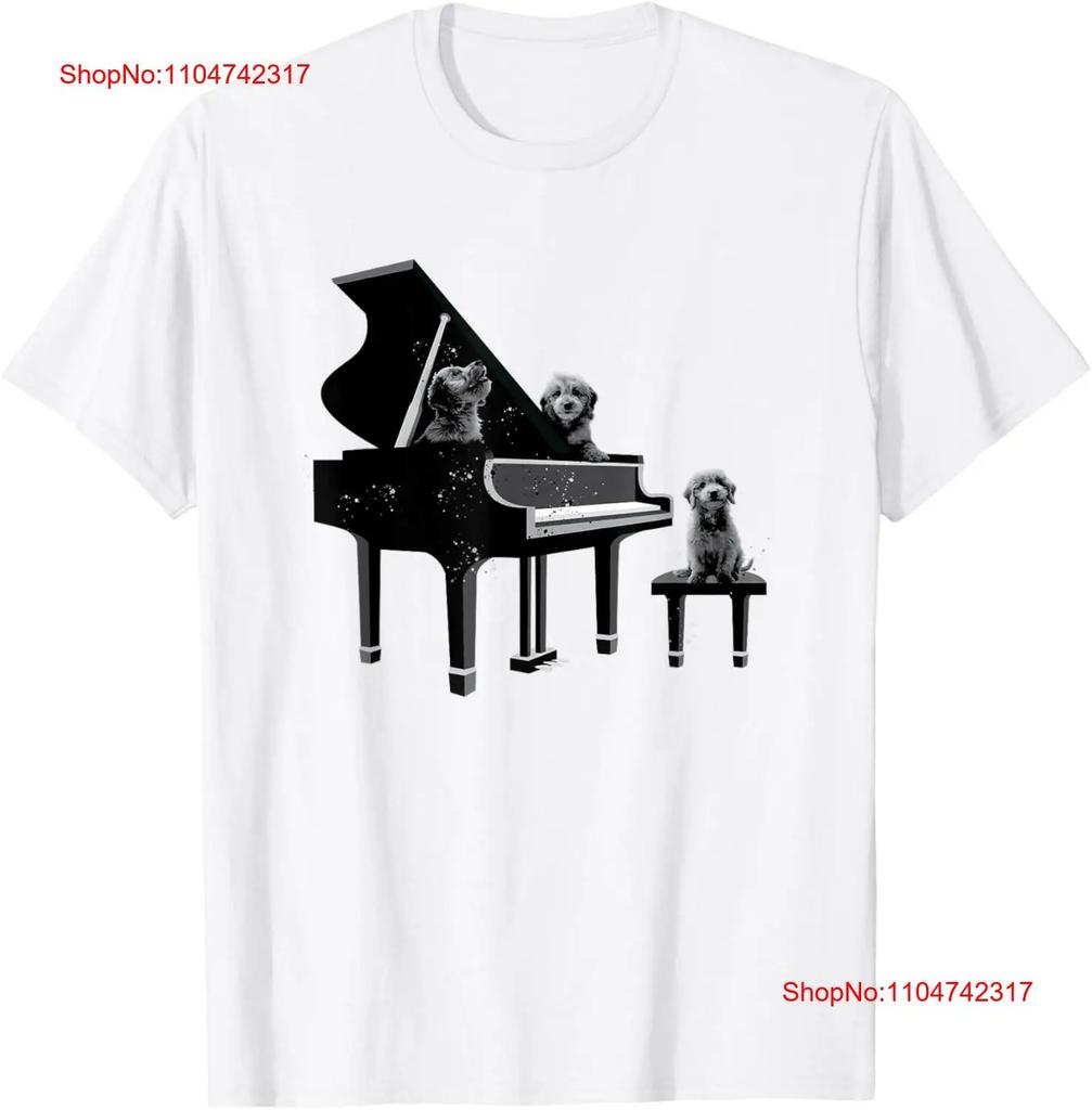 Puppy Dog Piano Music And Art Cute T Shirt vintage Washed Casual graphic Stretched Versatile Soft Breathable Unisex Slightly