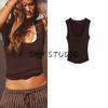 Spring New Women's Clothing European and American Leisure Style Rib round-Neck Sleeveless Simple Knitting Tops 2893022