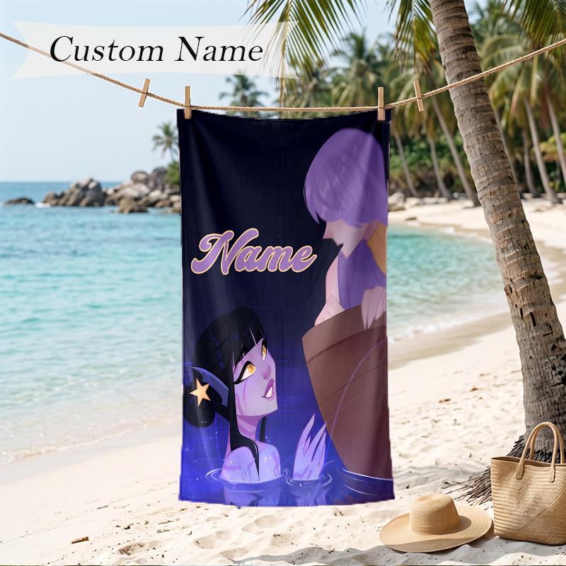 Mystery & Zoey Custom Name Printed Beach Towel Personalized Soft Towel For Swimming Beach Travel