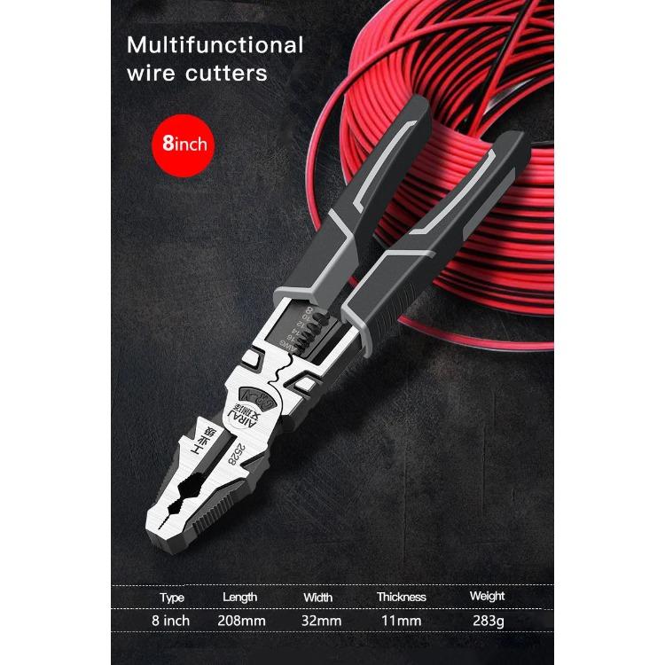 AIRAJ 7/9 Inch Multifunction Pliers Combination Pliers Stripper Crimper Cutter Heavy Duty Wire Pliers Diagonal Pliers Hand Tools