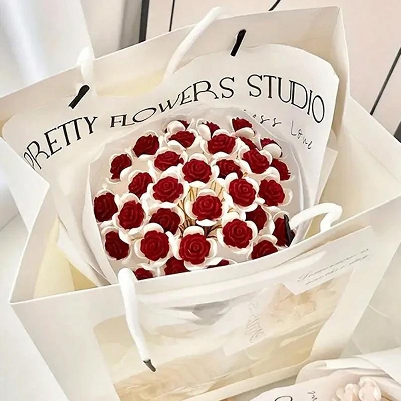 1Set DIY Rose Flower Material Bag Bouquet Not Withering Gift Wedding Party Handmade