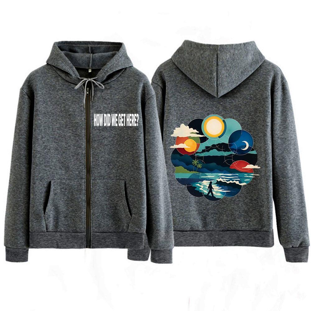Singer Louis Tomlon How Did I Get Here Tour Print Zipper Hoodie Men Women Vintage Oversized Casual Hip-hop Zip Up Jacket