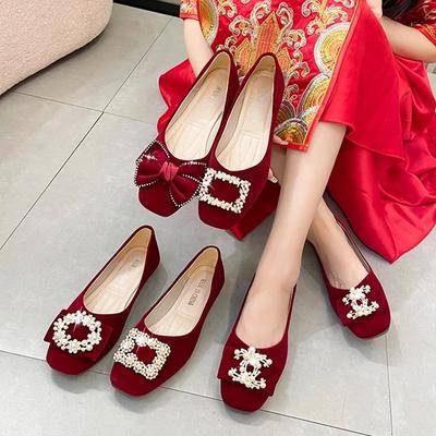 Женская обувь Новое летнее свадебное платье Плоская весенняя мягкая обувь Женские туфли на плоской подошве с квадратным носком Платье Мы