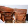 Leather Motorcycle Saddle Bags Two Brown Leather Side Pouch Panniers Real Goat